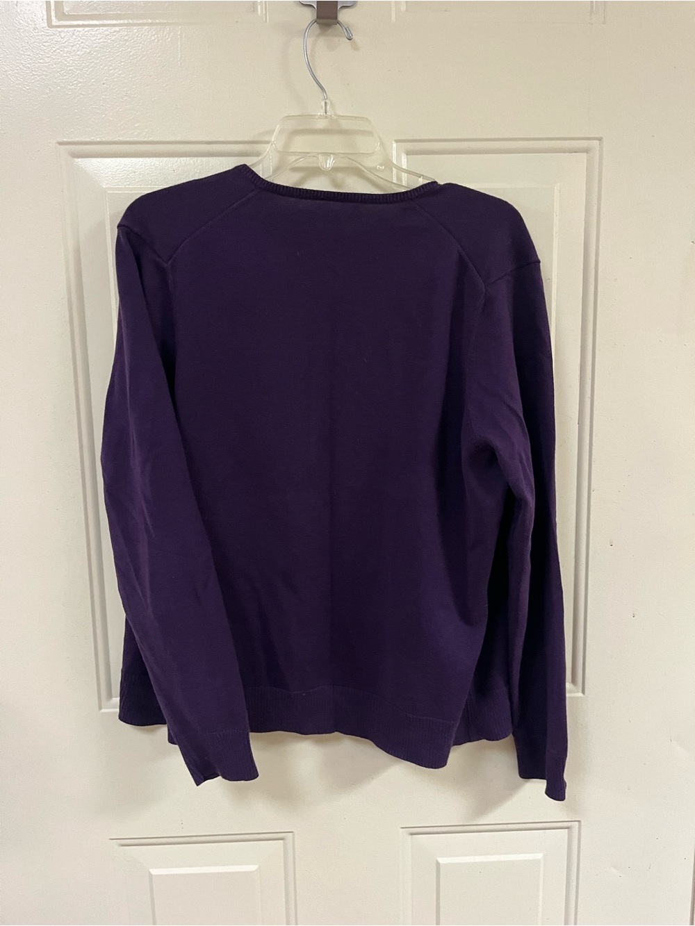 Lands' End Deep Purple Crew Cardigan - Picture 2 of 4